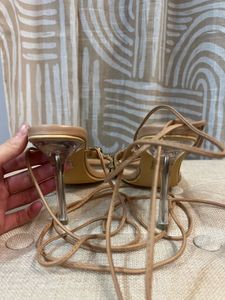 Biege Lace-up heels