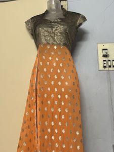 Pintrest Elegant Orange &amp; Silver Maxi Dress