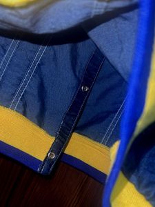 Denim Navy Blue Jacket with Yellow Trim