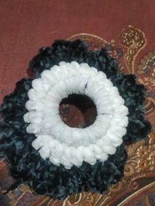 Fluffy Scrunchie - Black & White handmade crochet