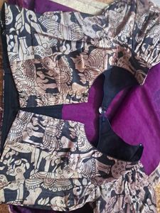 Purple Patterned Saree with stitched blouse