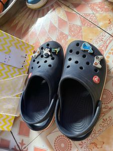 Navy Crocs with Space and Gaming Jibbitz