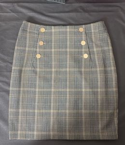 Plaid Skirt with Gold Buttons