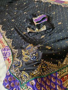 Elegant Black Saree with blouse 🔥
