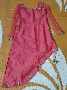 Girls' Pink Festive Kurti