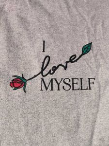 Crop Grey &#39;Love Myself&#39; Tee🩷