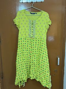 Lime Green Printed Dress