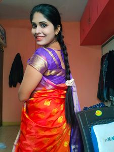 Orange With Green Colour Combination Saree