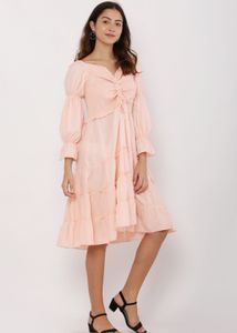 Romantic Peach  Tiered Midi Dress