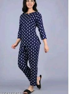 Rayon Blue Night Suit