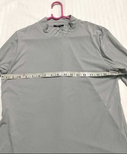 Grey Mock Neck Top