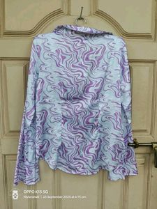Purple Swirl Print Button-Up