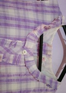 Cute Lavender Check Print Fit &amp; Flare Dress💜