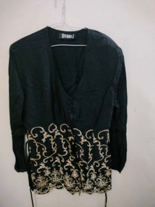 Embroidered Black Top