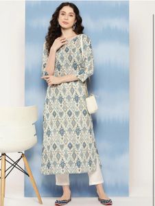 Ikat Print Kurti with Pants