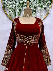 Beautiful Velvet Designer Gown With Koti