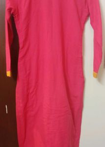 Women Pink Cotton Sequence Embroidered Kurti-S