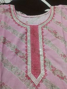 Lite Pink 💕cotten Suit With Handpurs Free