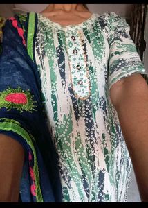 Green Printed Kurta Set