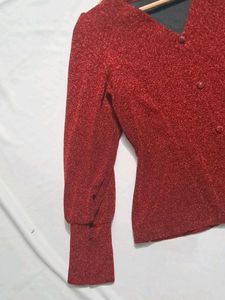 Sparkling Red Peplum Blouse