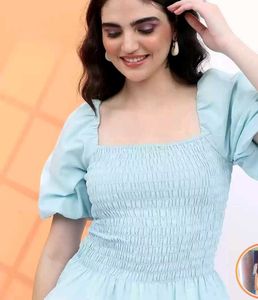 Chic Blue Puff Sleeve Top