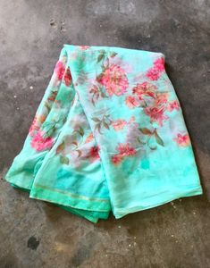 Beautiful Floral Print Organza Saree