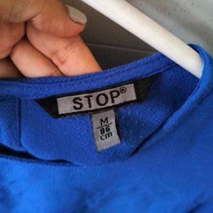 Blue Ruffle Sleeve Top