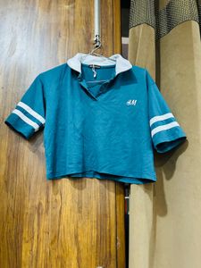 Teal H&M Cropped T-Shirt