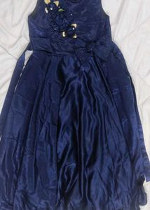 Navy Blue Satin Party Dress
