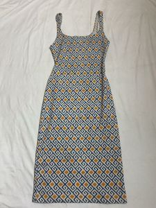Patterned Midi Slip Bodycon Dress