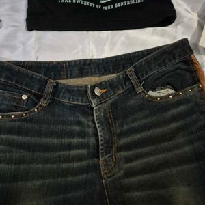 Bootcut Y2K Denim With Leather Sides