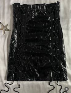 Black Lace-Up Mini Skirt