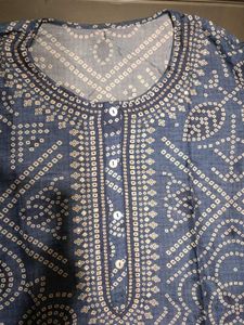 Blue Bandhani Cotton Kurti 💙