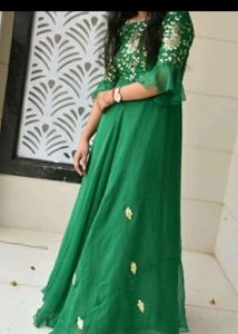 Price Dropped!!Green Gota Patti Heavy Gown