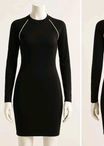 H&amp;M Black Bodycon Zip-Up Dress