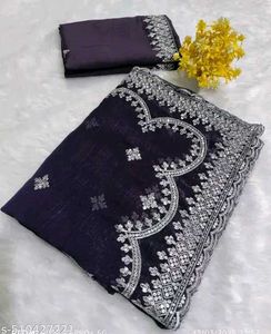 Partywear Saree Attached With Blouse