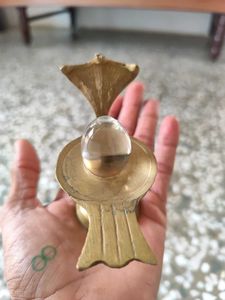 Crystal Shivling With Brass Stand