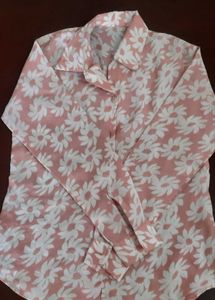 Pretty peach floral shirt women