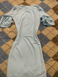 Light Blue Mini Dress with Tie Sleeves