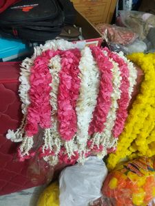 2 Strings of White/Pink Blossom Flowers