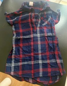 Plaid Short Sleeve Shirt Dress