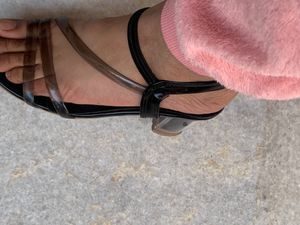Black transparent trendy heels