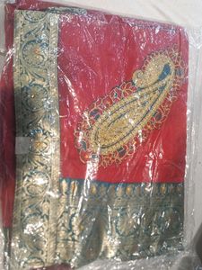 Red & Gold Embellished Saree