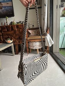 Stylish White And Black Stripe Bag