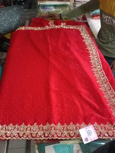 Red Embellished Saree