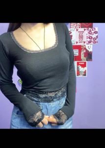 newme -asia black net top