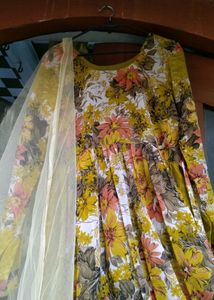 Floral gown with Dupatta