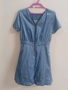 Denim Button-Down Mini Dress