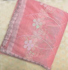 Beautiful Pink Organza Saree