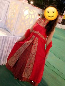 Red Embroidered Kurta Set